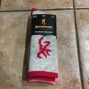 Browning Heavyweight Wool Blend Socks - Gray and Pink